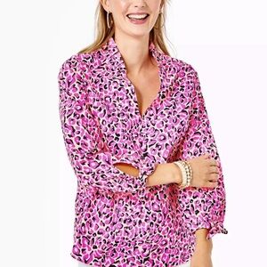 Lilly Pulitzer Pink and Black Animal Print Top